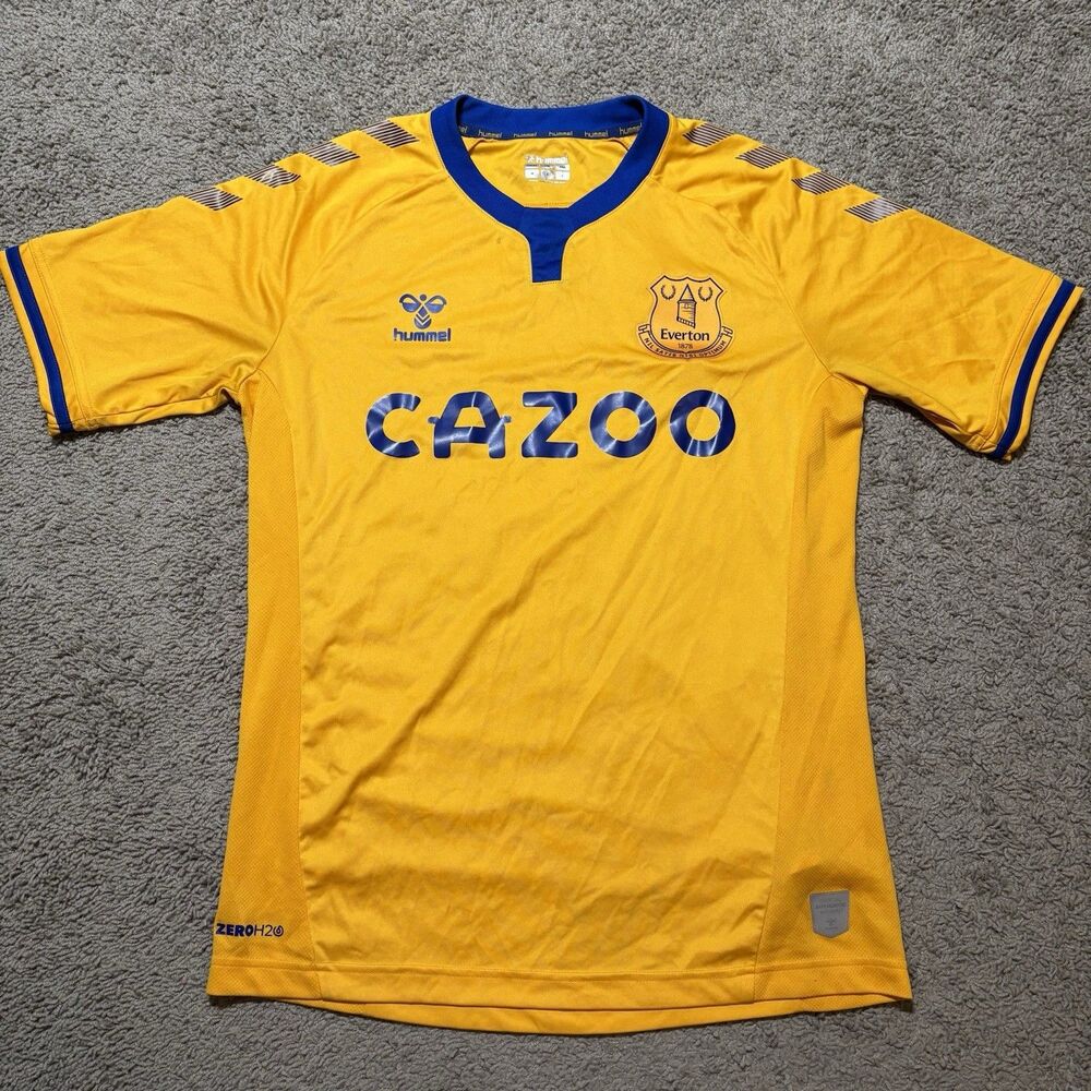 Everton FC Hummel 2020-21 Away Jersey Yellow Blue Cazoo Soccer Men’s Size Small
